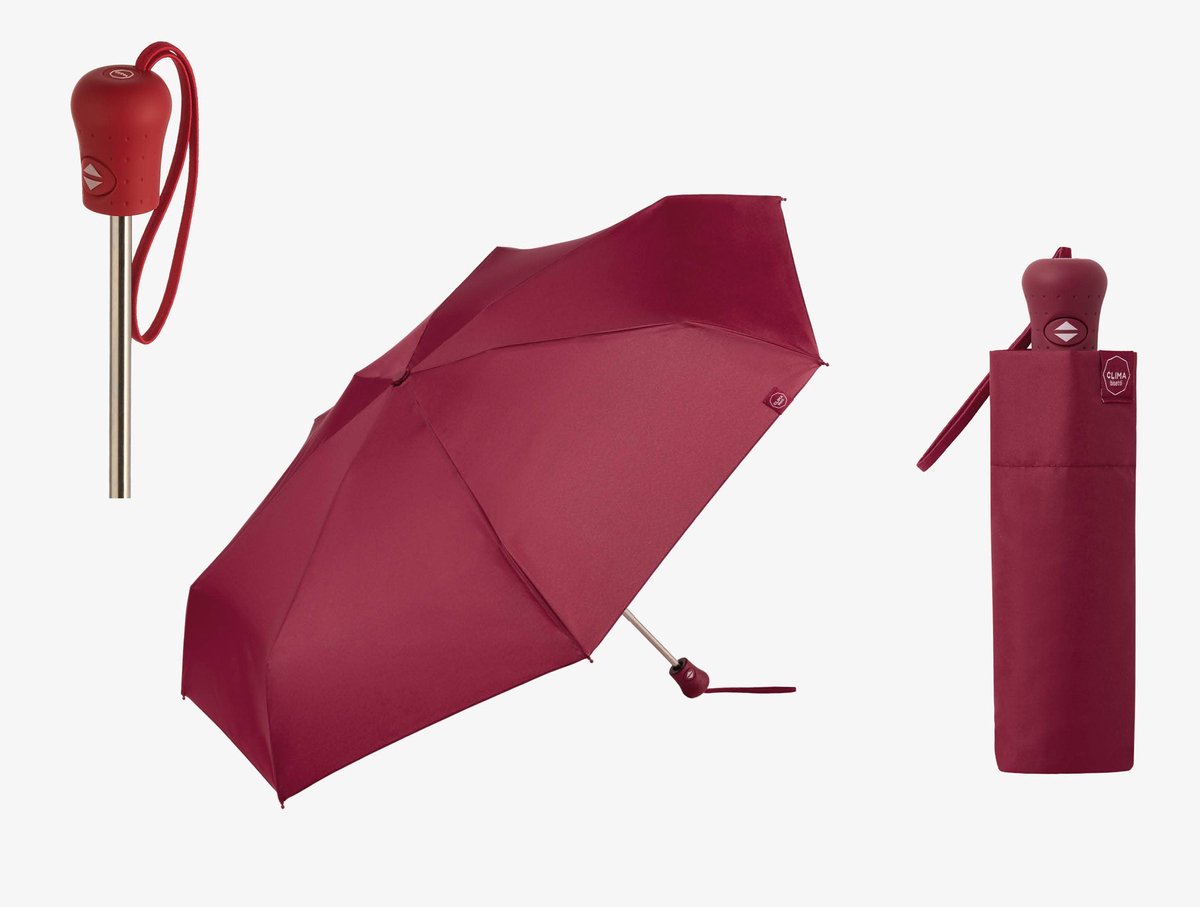 Clima Bisetti Luxe Mini Opvouwbare Paraplu & Parasol – Rood