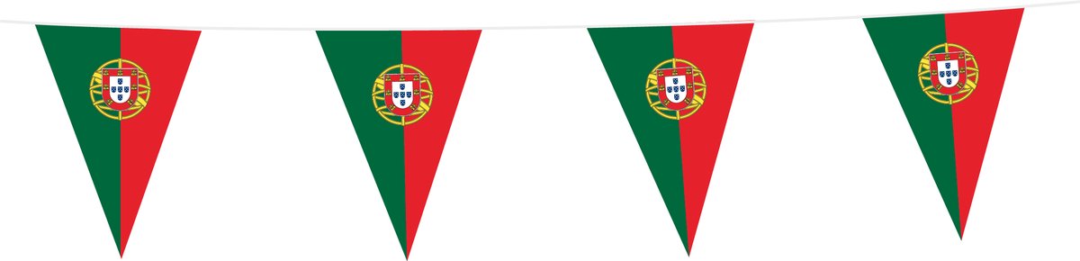 Portugal Vlaggenlijn PVC - 70 Meter - Voordeelverpakking van 7 stuks - Portugese Vlaggetjes 20x30 cm - Weerbestendige Feestversiering