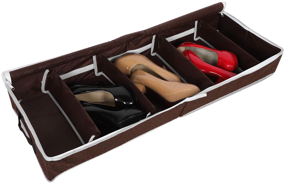 Dailygoods- Schoenenopbergdoos Waterdicht - Onderbed Organizer - Verstelbare Verdelers - PVC/Hoes - Hoogwaardig Oxford-doek - Maat 84x31x11,5 cm - Schoenenorganizer