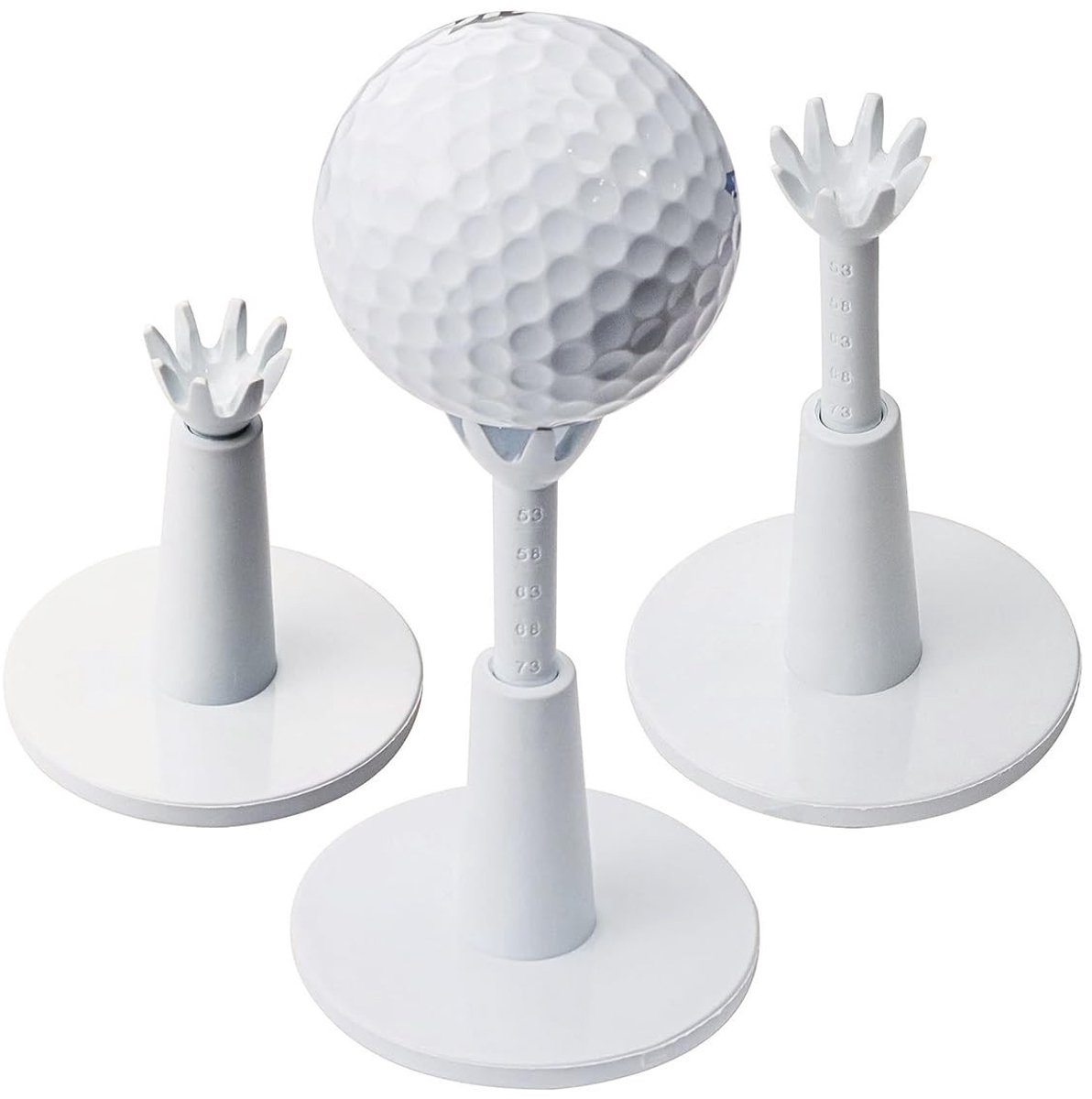Dailygoods- Golf Tee Set van 3 - Verstelbare Hoogte - Zachte Rubberen Balhouder - Duurzaam Plastic - Golftraining Accessoires - Compact 5,3 cm