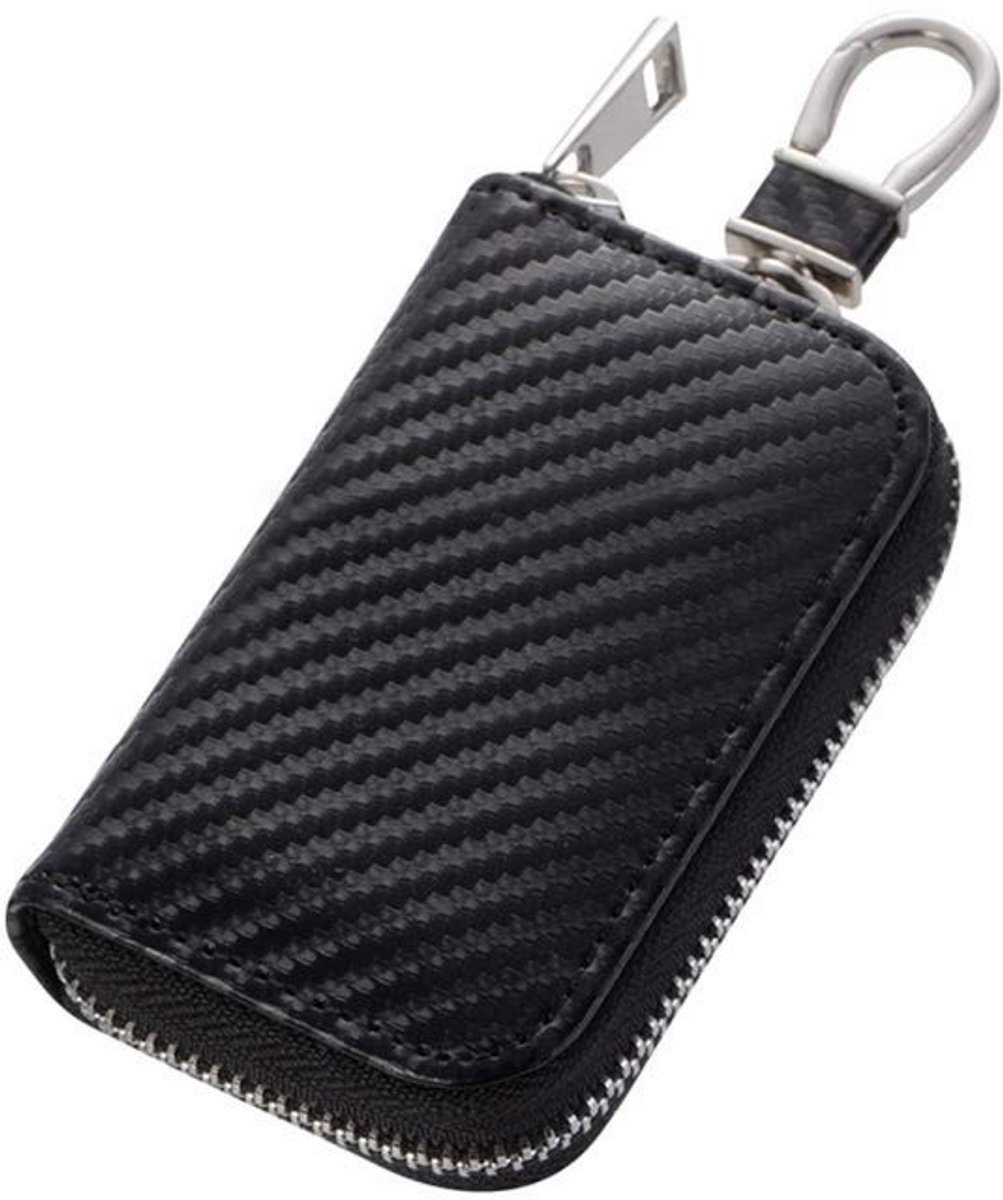 Dailygoods- Beschermhoes Autosleutel - Signaalvergrendeling - Anti-diefstalfunctie - PU-leer - Stevige rits - Ruime sleutelringclip - Sleuteltas