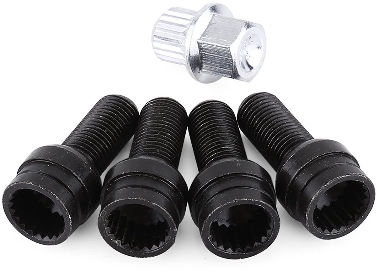 Dailygoods- Wielmoeren M14x1.5 mm Zwart Staal - Borgmoeren - Sleutel - Autovervangingsonderdeel - 4 Stuks - Gewicht 340g - Wielbouten