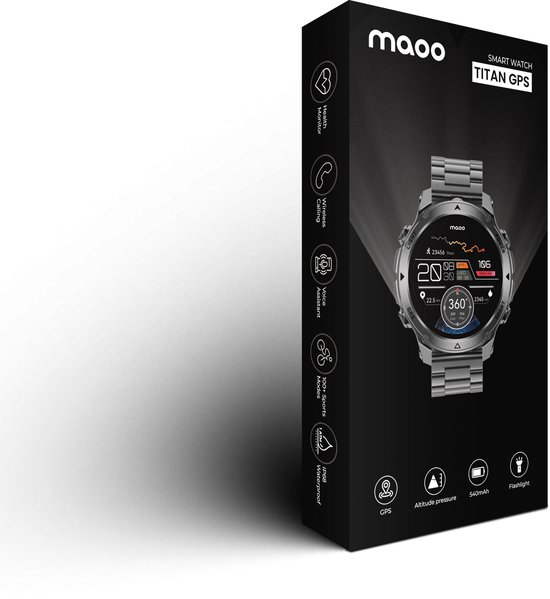 Maoo Titan GPS - Smartwatch Heren - Gun Metal
