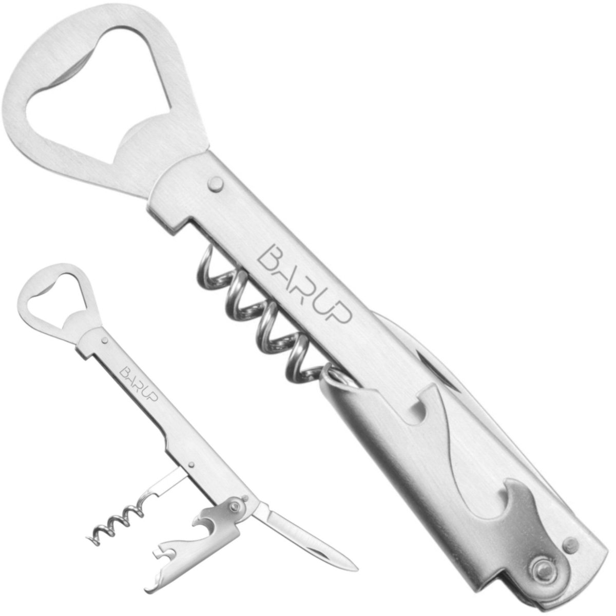 BarUp Kelnermes - rvs - 3-in-1: kurkentrekker, foliesnijder - 14,2 cm - zilver - horeca