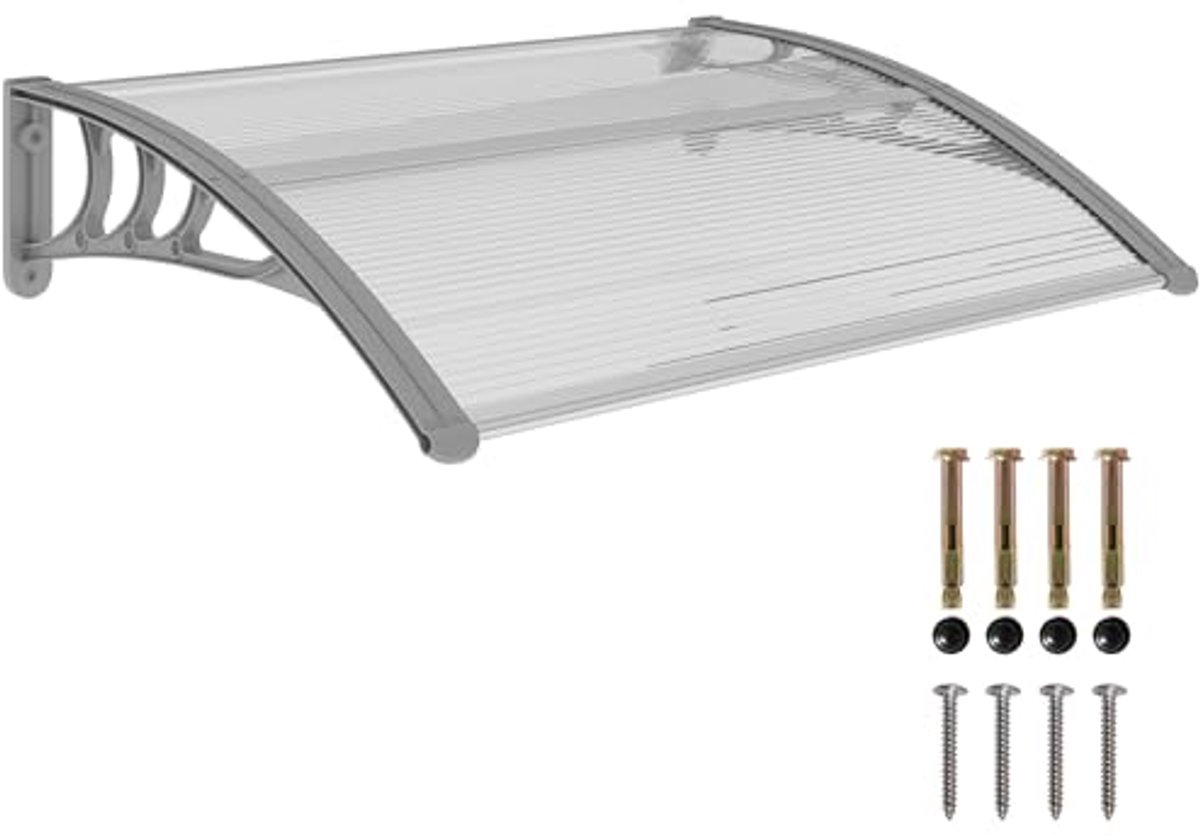 Deurluifel Luifel - Regenonderdak - Buitenbescherming - UV-bestendig Polycarbonaat - 100 x 75 cm - Helder