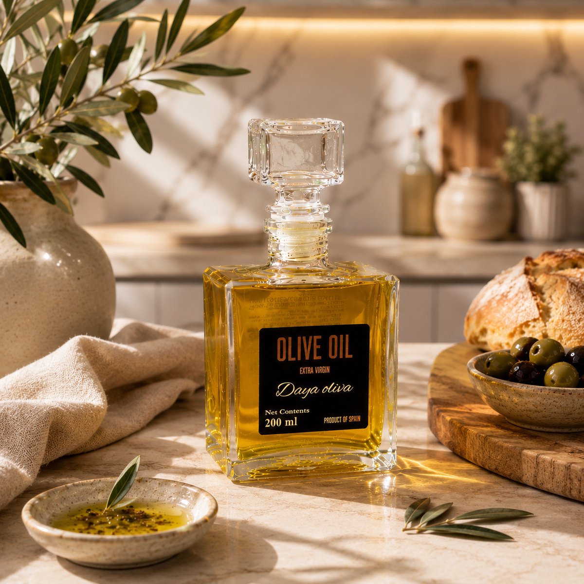 Olijfolie 20 cl - Extra Vierge Olijfolie - Luxe Glazen Designfles - 200 ml - Spaanse Olijfolie - Beneoliva - cadeau tip — cadeau in Kookcadeaus - foto 6