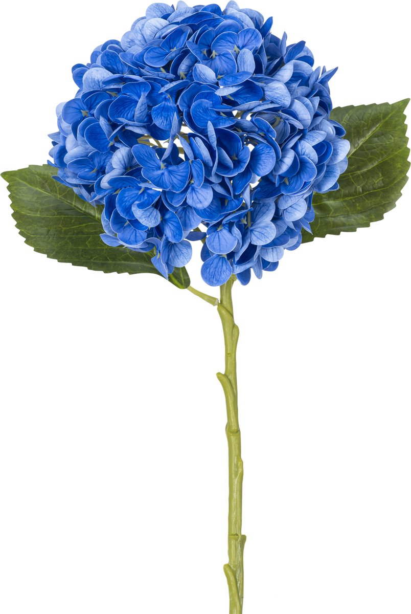 Easyplants | Kunstbloem Charlotte hortensia Real Touch Blauw 49 cm | Zijde | Nepbloemen | blauw | Onderhoudsvrij | Kant-en-klaar