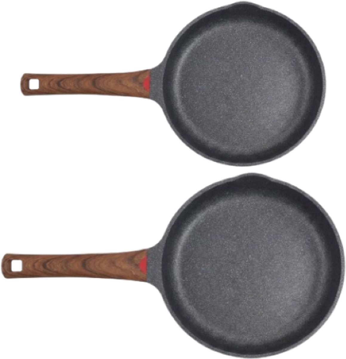 Pannenset - Hapjespannenset - Kookpannenset - Hapjespan 24 cm & 28 cm - Inductie Geschikt - Keramische Antiaanbaklaag - PFOA & PFAS Vrij - Krasbestendig - Met Schenktuit - Zwart