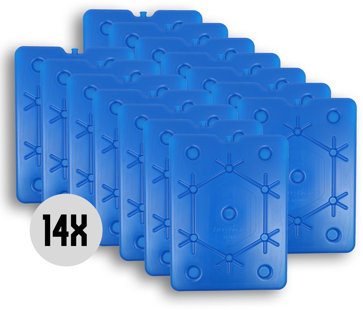 DULA platte koelelementen voor koelbox en koeltas - Freezeboard blauw plat - 14 stuks - 900 gram - 25 x 32.5 x 1.5 cm