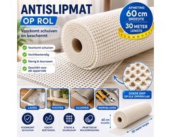 Wicotex - Antislipmat op Rol 60 cm x 30 meter – Wit – Antislip Mat Onderlegger – Op Maat te Knippen – Voor Lade, Kast, Vloer en Werkblad