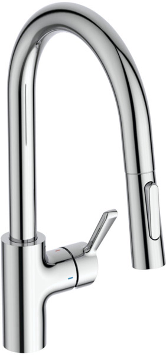 Ideal Standard IS Keukenkraan Ceralife Spr.216mm - m.uittrek.2F-br., hoge uitloop Chroom, BE242AA