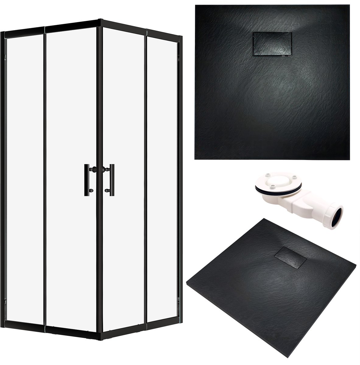 Bad Land HELA VIDAR douchecabine set - vierkant - 80 x 80 x 193 cm - zwart
