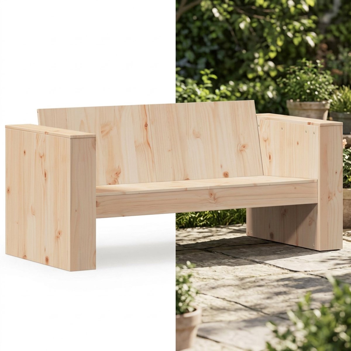 Tuinbank – Tuinbankjes weerbestendig - Tuinbanken - Loungebank - Balkon Set - Buitenbank - 2 personen - Grenenhout