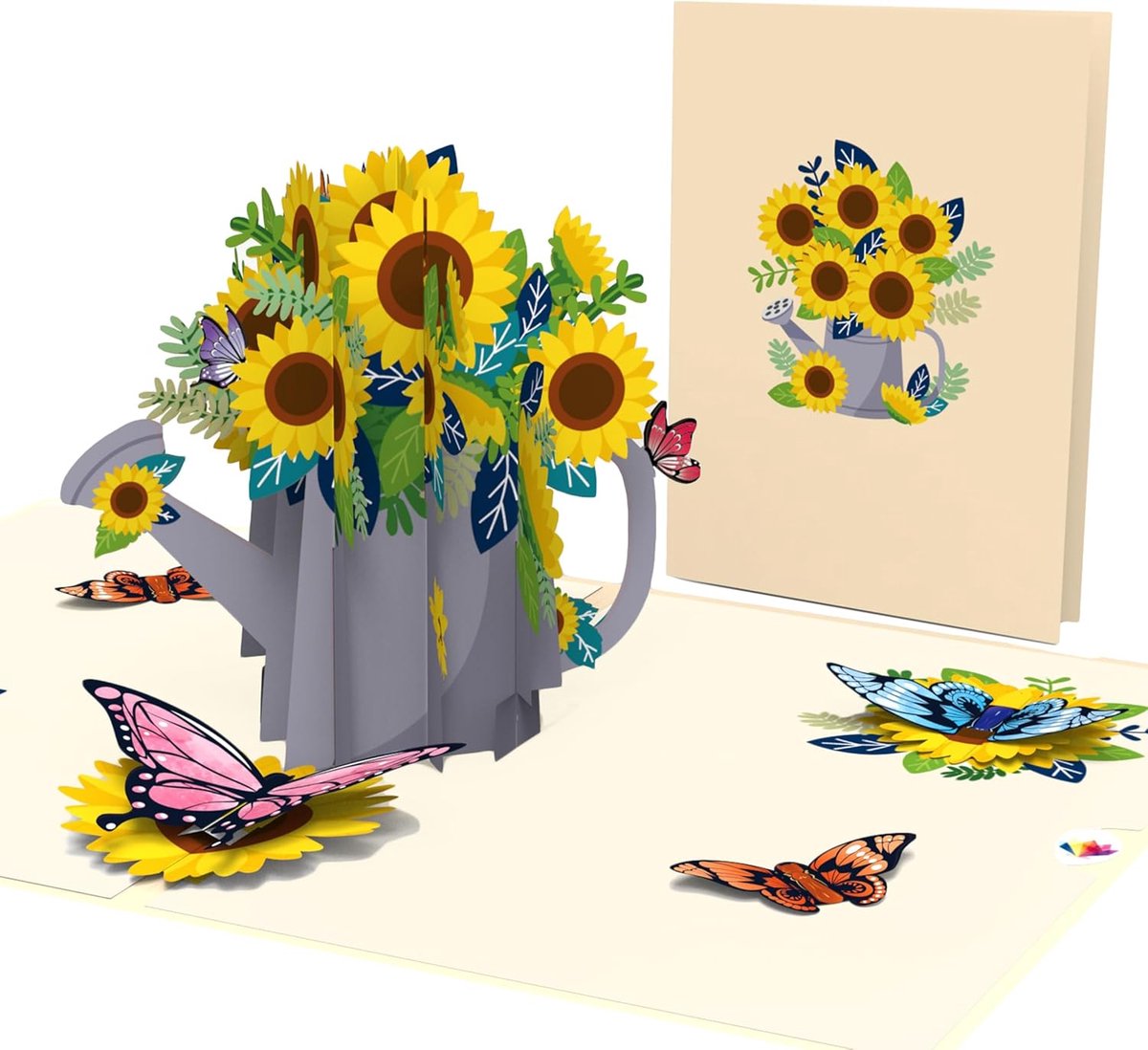 Pop-up bloemenkaart - Wenskaart 3D - Felicitatie versturen - Handgemaakt kunstwerk - 18 cm x 13 cm - Meerkleurig