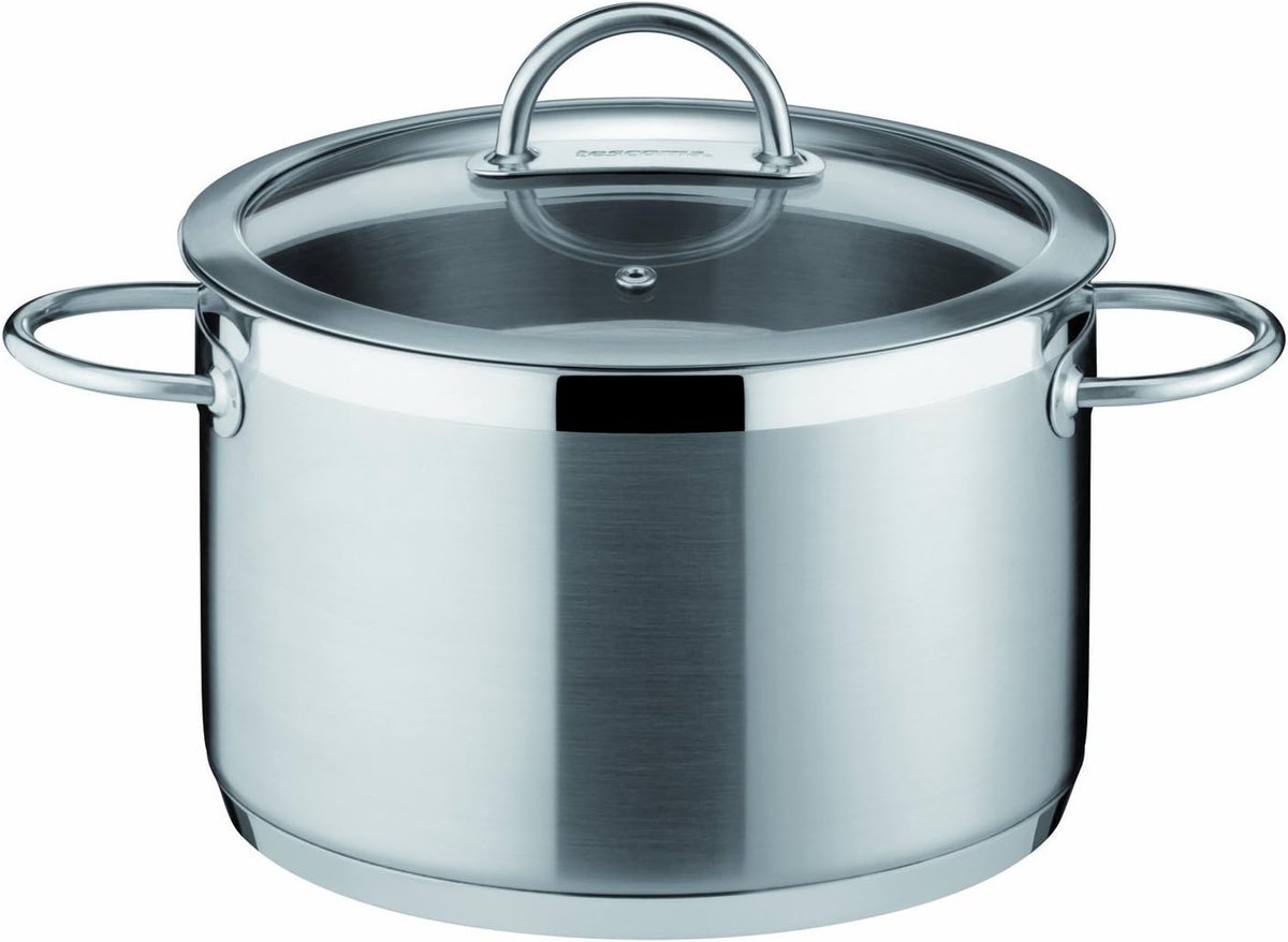 Kookpan Glas Zilveren Pan Koken en Serveren Drielaagse Bodem 35 x 11 cm Zilver