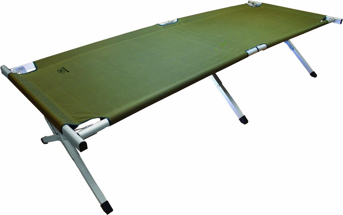 Veldbed Vouwbed - Kampeerbed Lounger - Buiten Ontspannen - Aluminium Frame - 190 cm Lengte - Olijfgroen