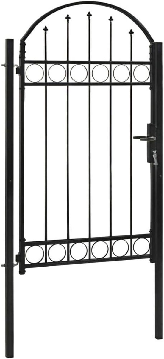 Tuinpoort - Dienpoort Rond - Tuin Afscheiden - Inclusief Slot - 100 x 175 cm - Zwart