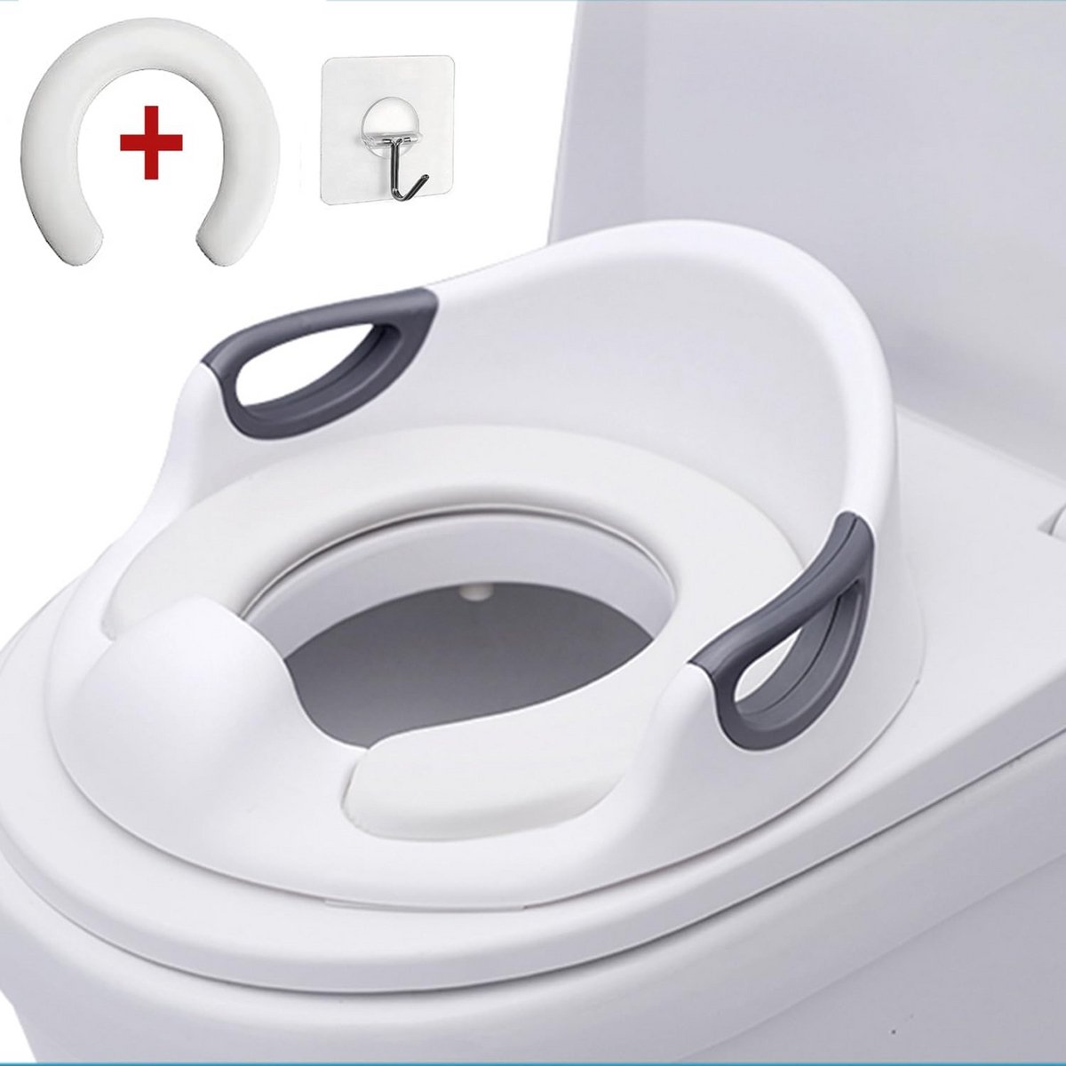 Kinder Toiletbril - Potty Training - Zelfstandig Zindelijk - Met Spatbescherming - 36x34x14 cm - Wit