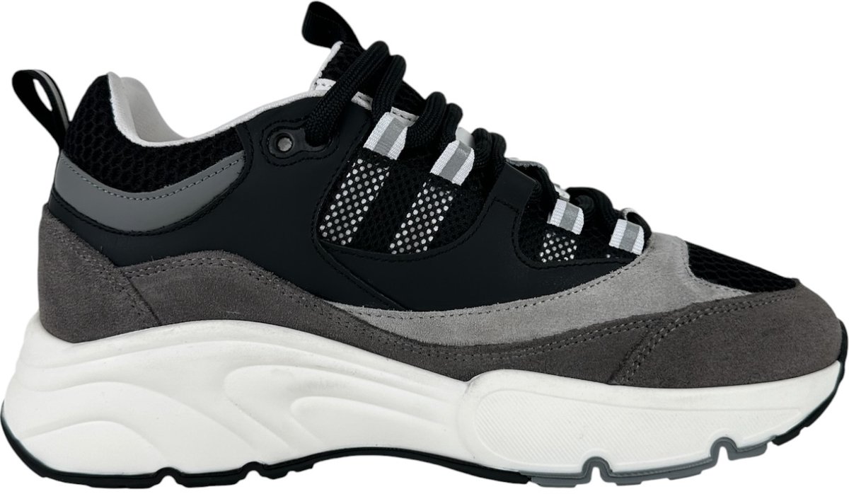 Cleens Heren Sneaker Wit Aero Runner Zwart Anyx