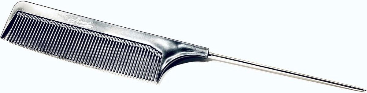 Kam met fijne tanden - Metalen staartkam - Haarstyling en scheiding - Professionele kwaliteit - 26 cm - Zwart