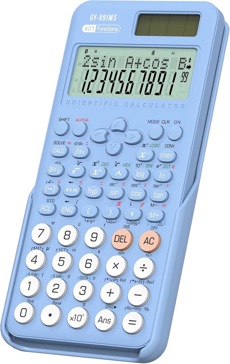 Wetenschappelijke rekenmachine - Wiskunde tool - Studie en werk - 2-regelig display - 401 functies - Zwart