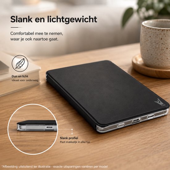 Geschikt voor Kobo Libra Colour / Libra 2 Hoes - Magnetische Sleepcover - Transparante Backcover - Zwart van Geschikt voor — afbeelding 4