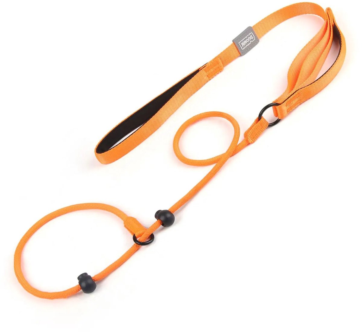 Duomm - Sliplijn - Retrieverlijn met Dubbele Stop - Trainingslijn - Extra Controlegrip - Alle Hondenrassen tot 40KG - Nylon - Oranje