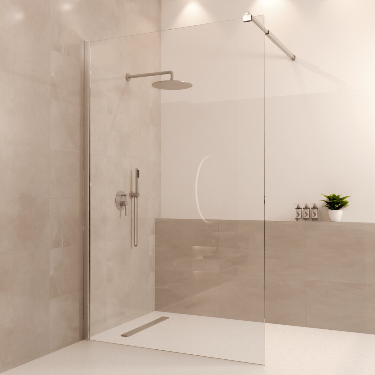 Lomazoo Douchewand Lima - 120x200 Cm - Inloopdouche Chroom -8 Mm Helder Glas - Nano Coating Anti Kalk