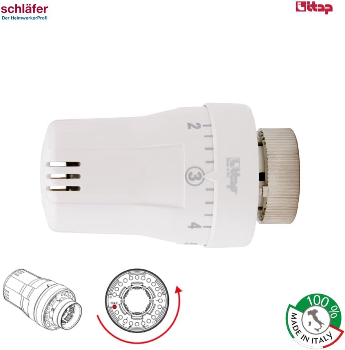 Thermostaatventiel Hoek - Verwarming Ventiel - Radiator Regelen - Vorstbescherming - 1/2 Inch - Wit