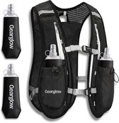 GearGlow® Hardloopvest met 2 Soft Flasks (500ml) - Waterdichte Telefoonhouder - 6 Opslagvakken