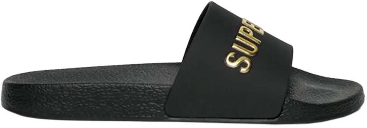 Superdry Premium Metallic Badslippers Dames Slippers Zwart