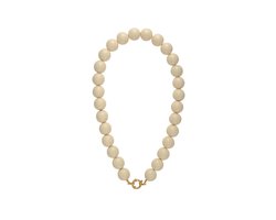 Big Beady Babe Charm Ketting | Beige | RVS & Resin | Grote Kralen Ketting | Leukste Cadeau Voor Haar