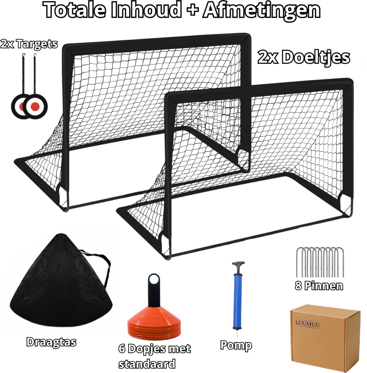 Luumuu® Voetbaldoeltjes Set van 2 - Voetbaldoel voor Kinderen - Goals - Goaltjes - Doelen - Voetbal Speelset - Trainingsmateriaal — afbeelding 8