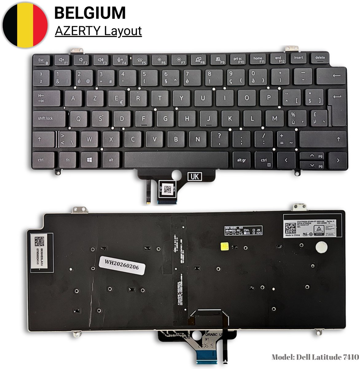 ZeLiT Vervangend Toetsenbord geschikt voor Dell Latitude 7410 - BE AZERTY - OEM - Backlit