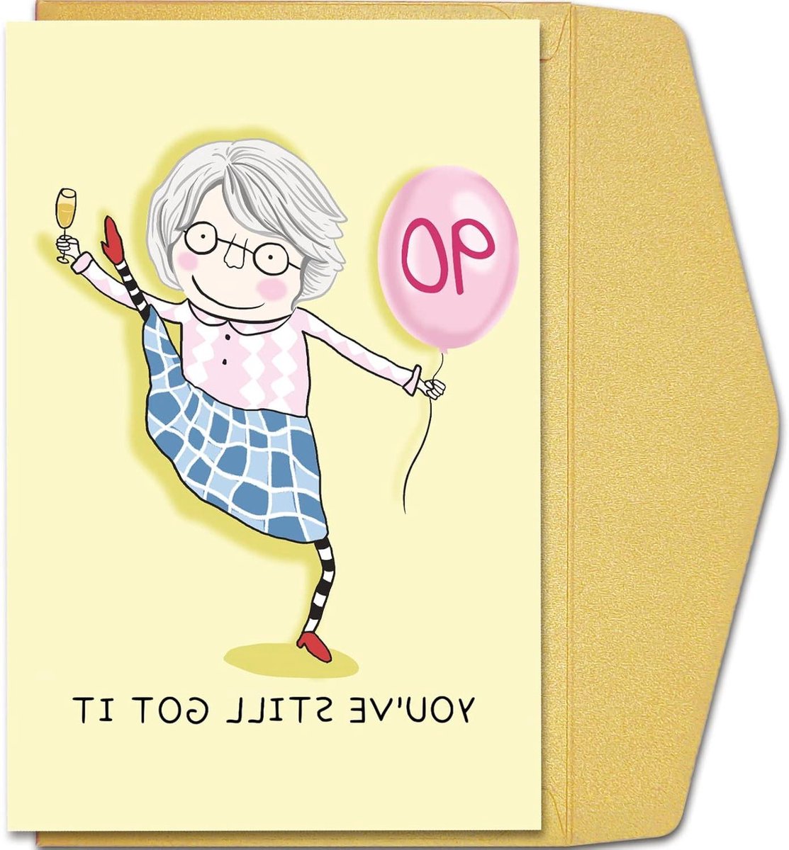 Verjaardagskaart 90 Jaar - Wenskaart Vrouw - Verjaardag Vieren - Uniek Ontwerp - 20.5 x 13.5 cm - Niet gespecificeerd