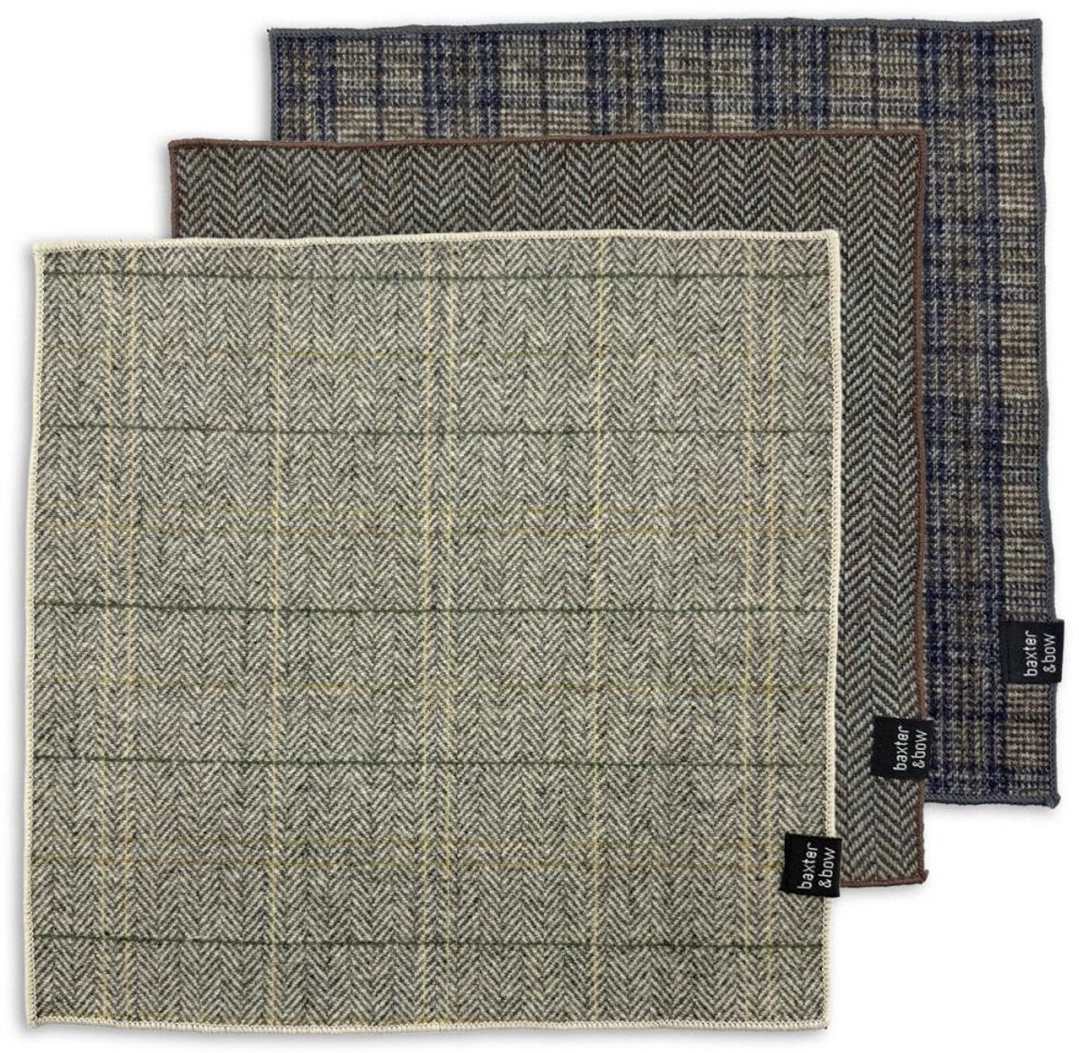Baxter & Bow - Pochet Set Heren - 3 Stuks - Theo Tweed