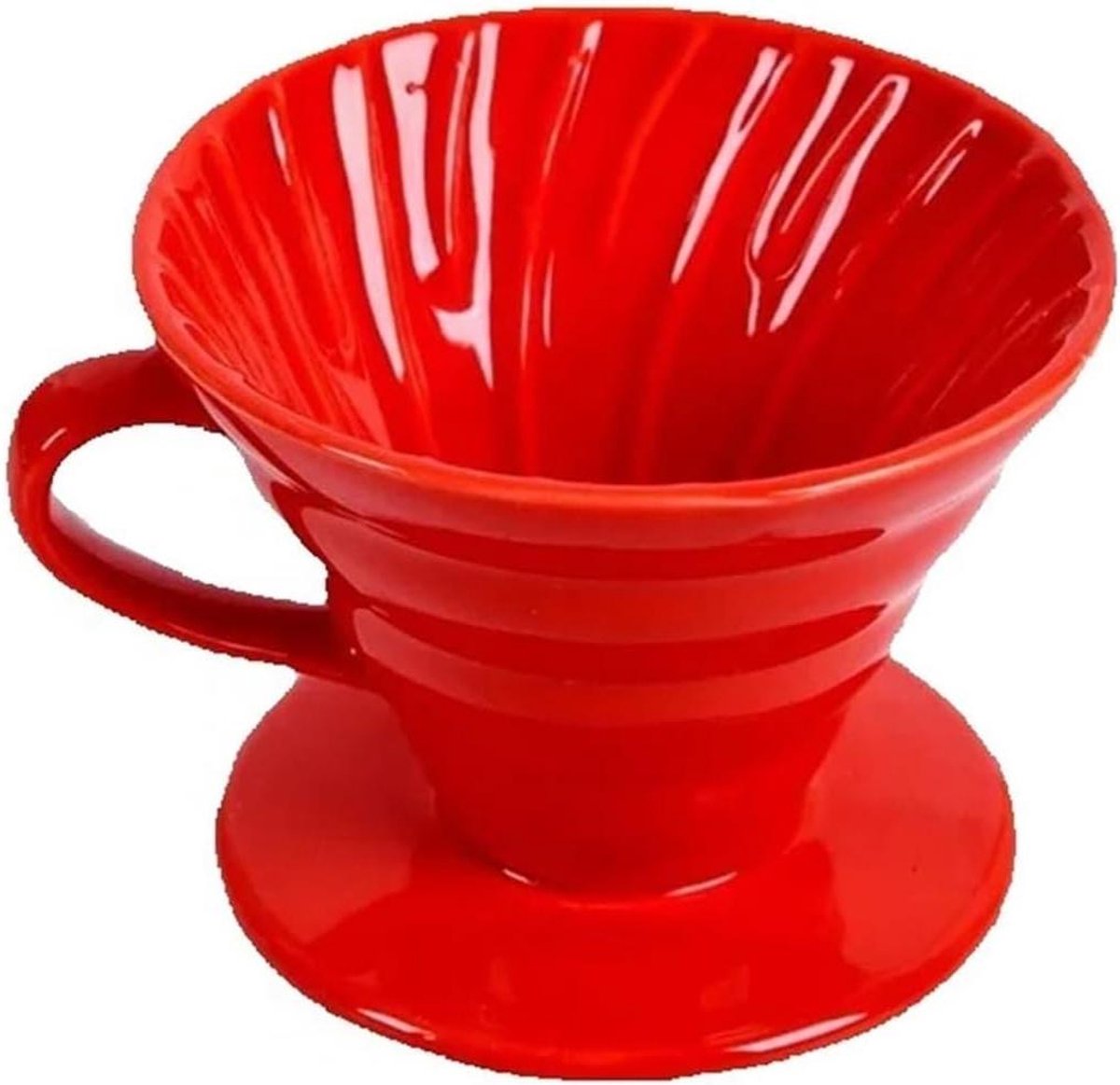 Koffiedruppelaar Keramiek - Koffiefilterhouder - Koffie Zetten - Motorstijl Ontwerp - 1-4 Kopjes - Rood