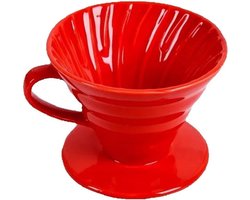 Koffiedruppelaar Keramiek - Koffiefilterhouder - Koffie Zetten - Motorstijl Ontwerp - 1-4 Kopjes - Rood