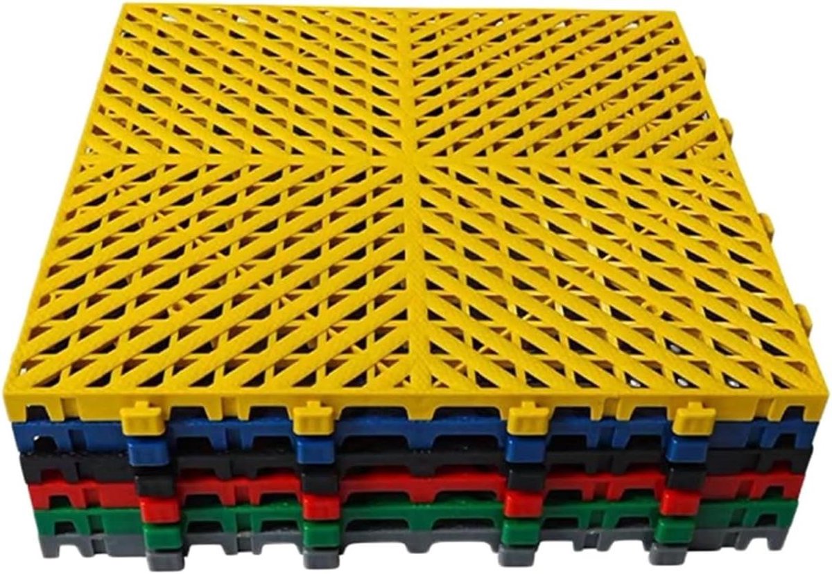 In Elkaar Grijpende Garagevloertegels - Modulaire Drainagevloermat - Voorkomt Slippen - Hoge Draagkracht 5000kg - 40x40x2.5cm - Meerdere Kleuren