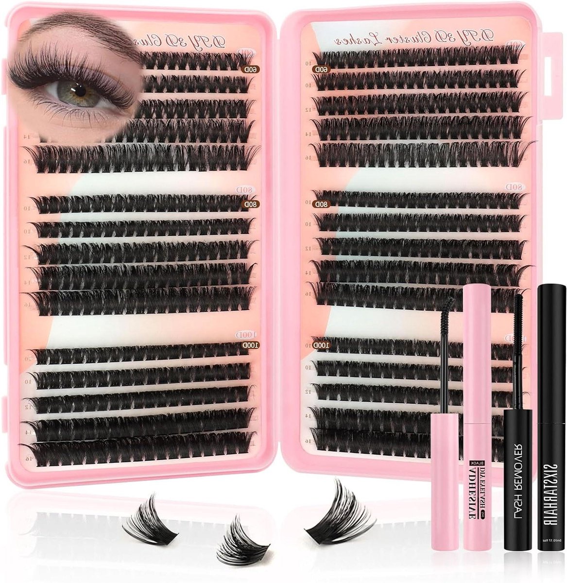 Cluster Wimperset - Individuele Wimpers Nepwimpers - DIY Wimperextensies - Natuurlijke Look - 544 stuks - Zwart