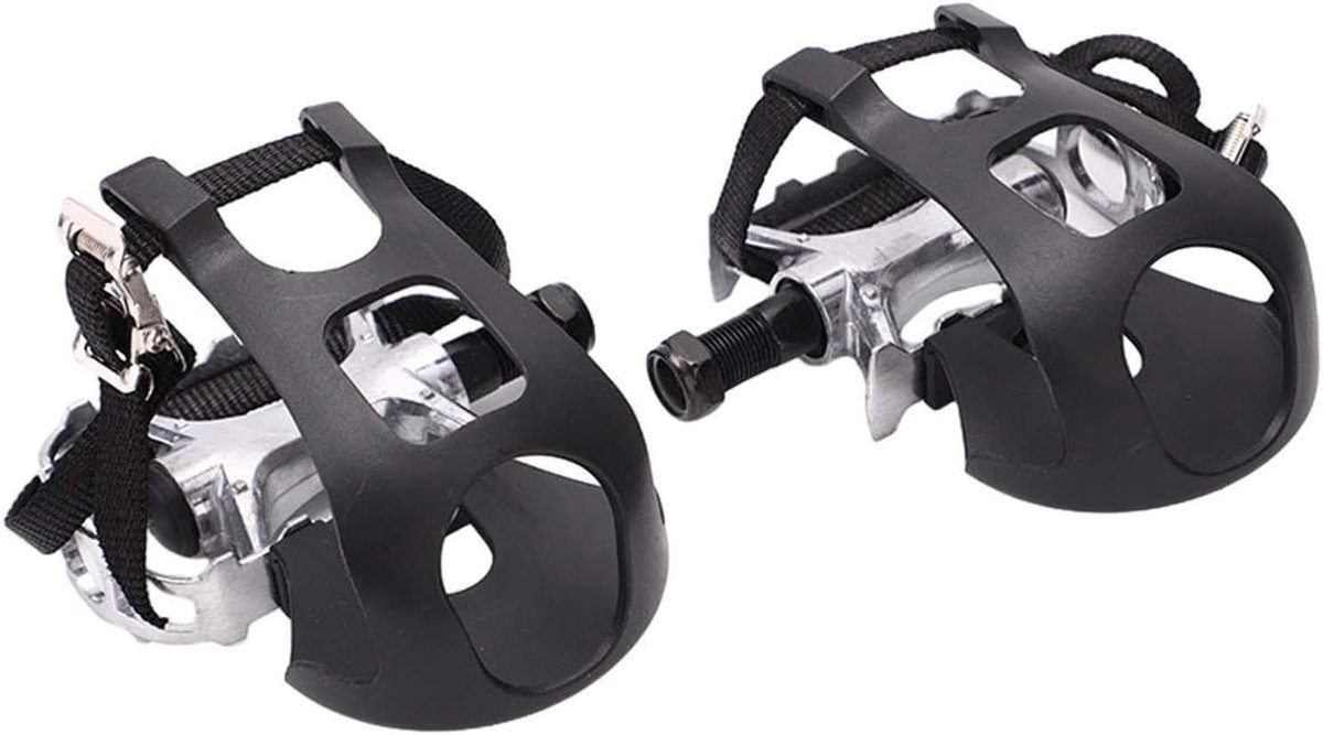 Hometrainer Pedalen - Vervangende Fietsdelen - Indoor Fitness - Verstelbare Riemen - 14 x 13 x 6 cm - Zwart