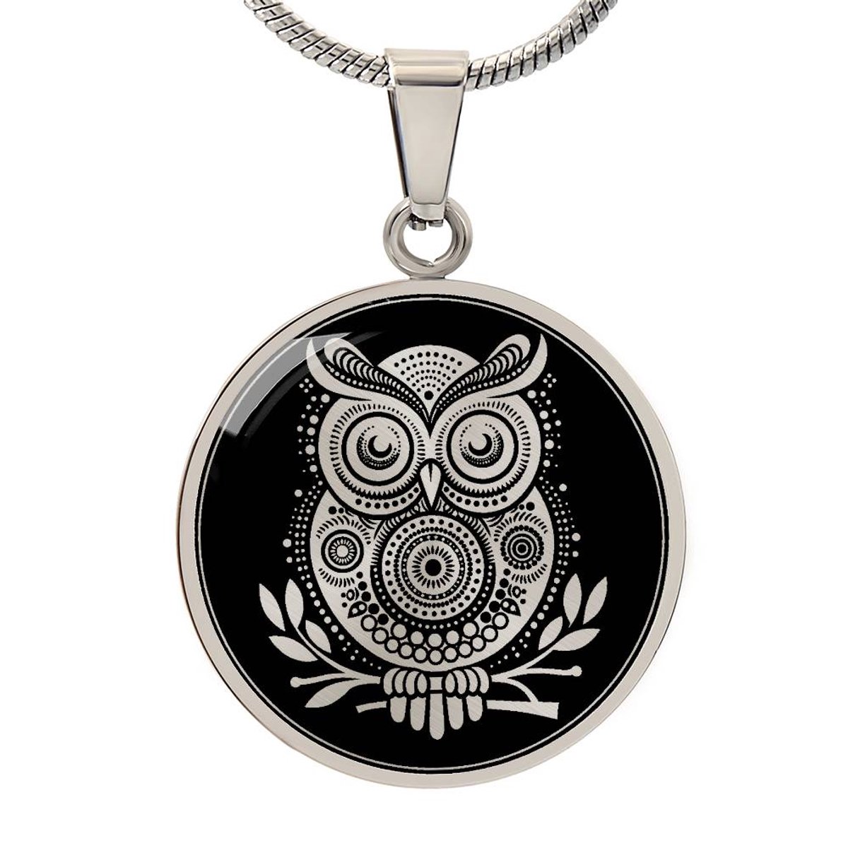 Symbolic Gifts - Uil Ketting Zilver Kleurig Waterproof Wise Owl Hanger - Premium Stainless Steel - Sieraad Cadeau - Verstelbaar 45 - 56 cm