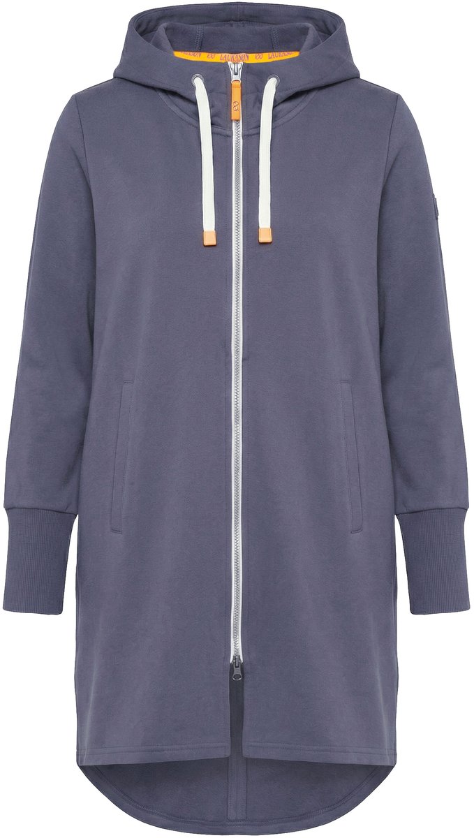 Laurasøn - Dames - Sweatjas lang model capuchon tailleband met trekkoord achter - Donkergrijs - Maat 44+