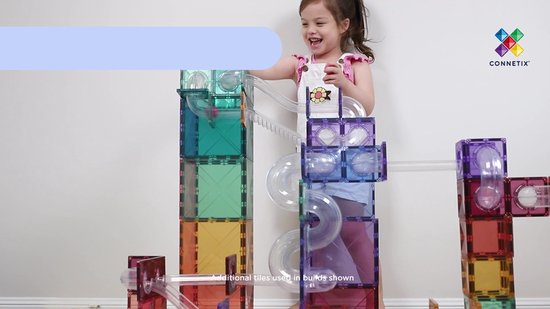 Connetix - Pastel Ball Run Pack piste de billes Expansion 80 pièces - jouets de construction magnétiques