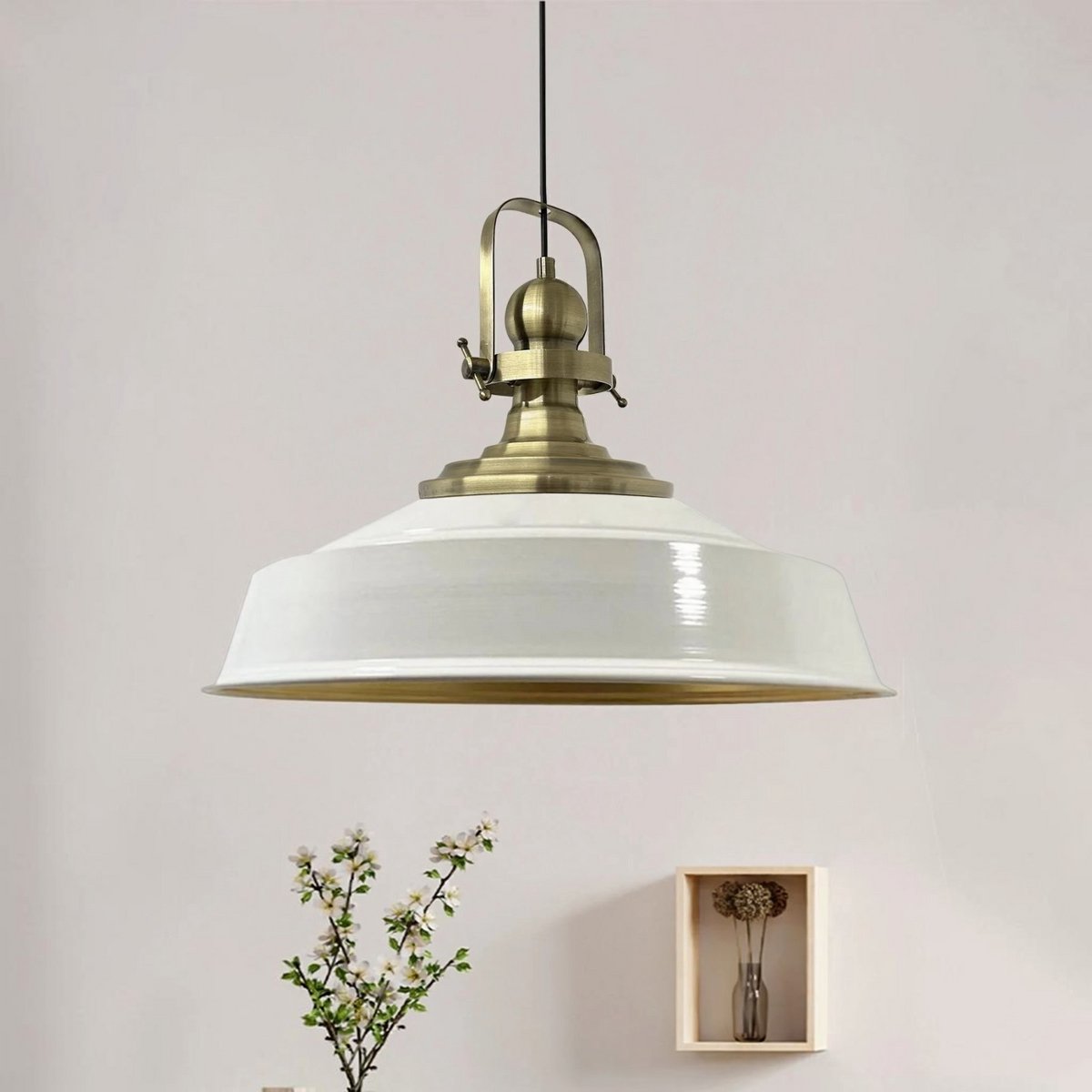 Bamyum Plafondlampen Metaal E27 Hanglamp Armatuur Lichtkap Industriële Retro Lampenkap - Wit
