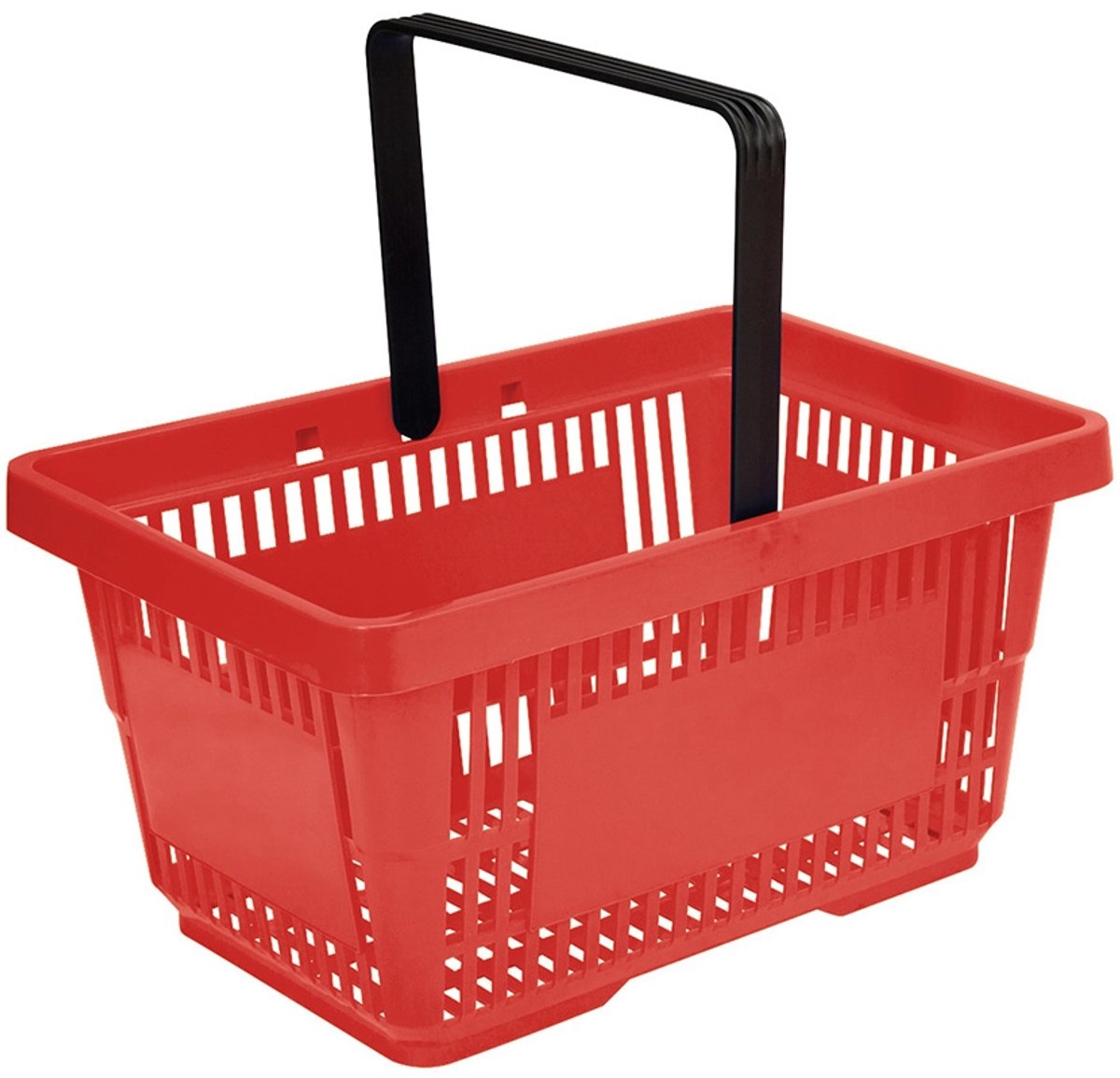 Winkelmandje 20 liter - rood - 1 handgreep - 10 stuks