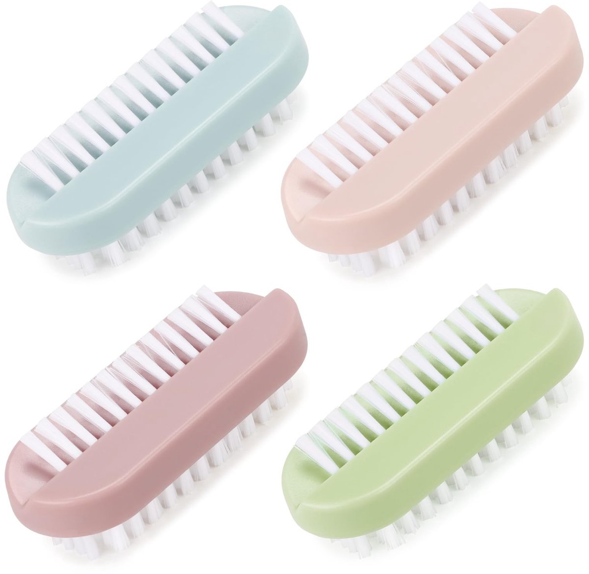 Dailygoods- Nagelborstel Dubbelzijdig Ontwerp - Nagelborstelset - Zachte/Robuste Borstels - Vingerborstel - Hoogwaardig HIPS-Kunststof - Antislip Handgreep - Vingernagelborstel