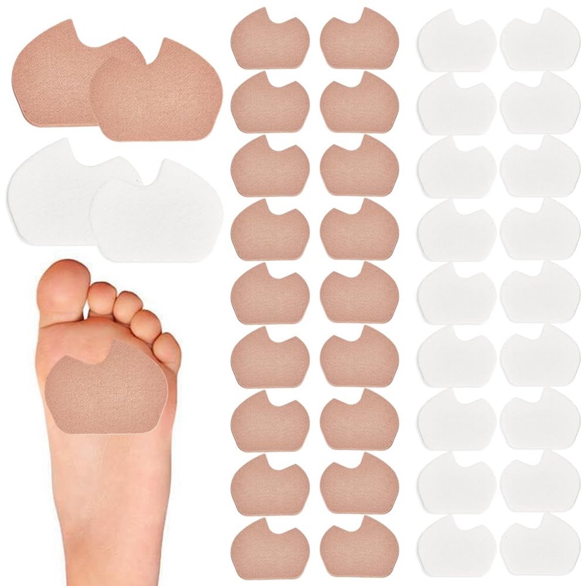 Dailygoods- Middenvoetkussens 40 Stuks - Zelfklevende Vilten Voetkussens - Dikke Antislip Kussens - Ondersteuning Voorvoet - Pijnverlichting - Geschikt Voor De Meeste Voeten - Voetbed
