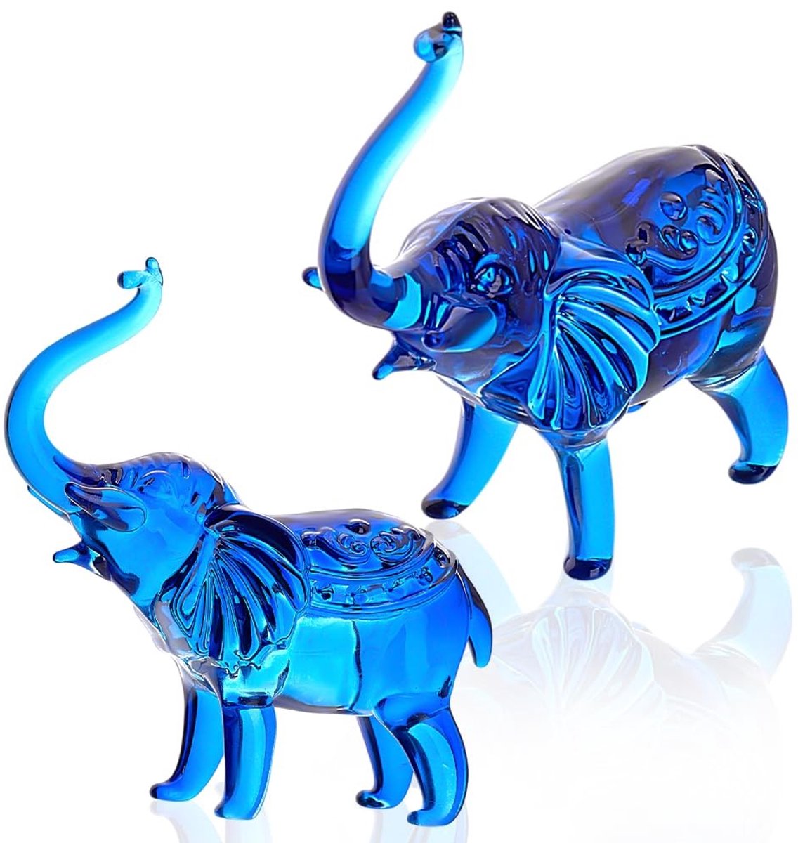 Dailygoods- Olifant Beeldje 2 Stuks - Kristallen Ornamenten - Dier Beeldjes - Tafelblad Decoratie - Sculptuur - Acryl 31 mm Breed - Decoratiebeeldje