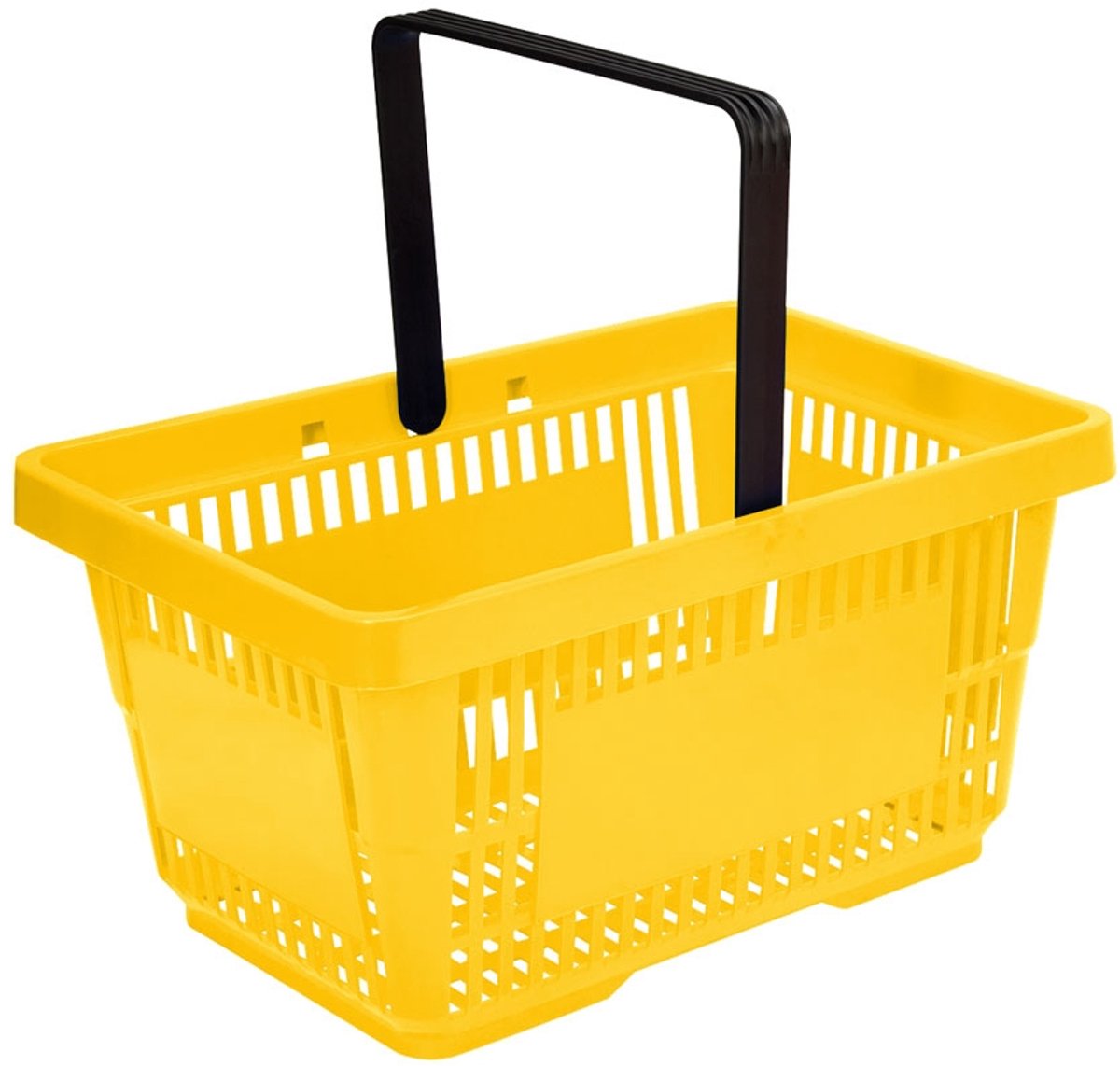Winkelmandje 20 liter - geel - 1 handgreep - 10 stuks